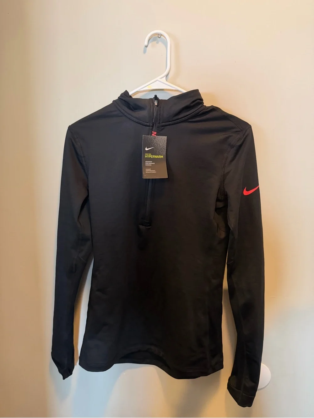 Nike Black Pullover with Pink Logo Detail
